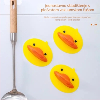 Silikonski kuhinjski klips s dizajnom male žute patkice, ojačani izolacijski klips za lonac, protuklizni, za korištenje u mikrovalnoj pećnici