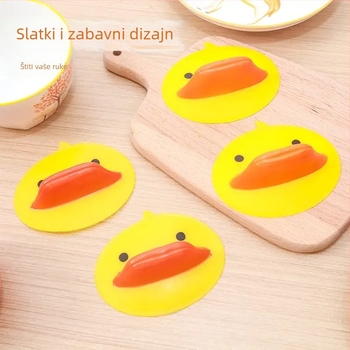 Silikonski kuhinjski klips s dizajnom male žute patkice, ojačani izolacijski klips za lonac, protuklizni, za korištenje u mikrovalnoj pećnici