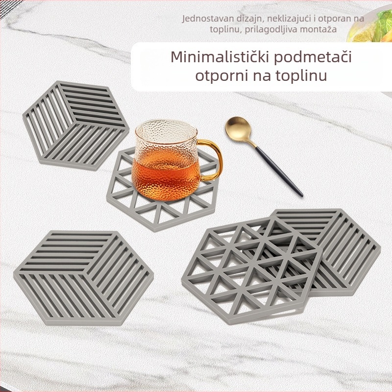 Silikonska termički otporna podmetač za stol s prorezanim dizajnom, protiv opeklina, za lonce i šalice, silikon za prehrambenu uporabu