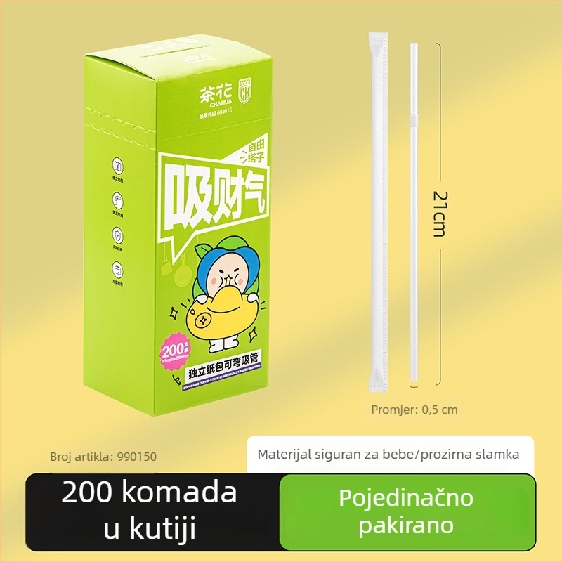 Camellia plastične savitljive slamke za kućnu upotrebu, prehrambene kvalitete, 200 komada, pogodna za postporođajno razdoblje, djeca, bebe, trudnice i starije osobe
