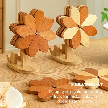 Elegantna podloga za stol s motívom božićnog drveta, toplinska izolacijska podloga od Nan bamboo, kreativan dizajn, sklopiva podloga za čaše i zdjele