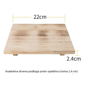 Podloga od borovine s metalnom pločom za toplinsku izolaciju — podloga za lonce i kamene posude, otporna na visoke temperature, zaštitna prostirka protiv opeklina
