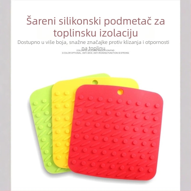 Kvadratni silikonski podmetač za lonce i tanjure — protuklizan, toplinska izolacija, lako se čisti, kuhinjski podmetač