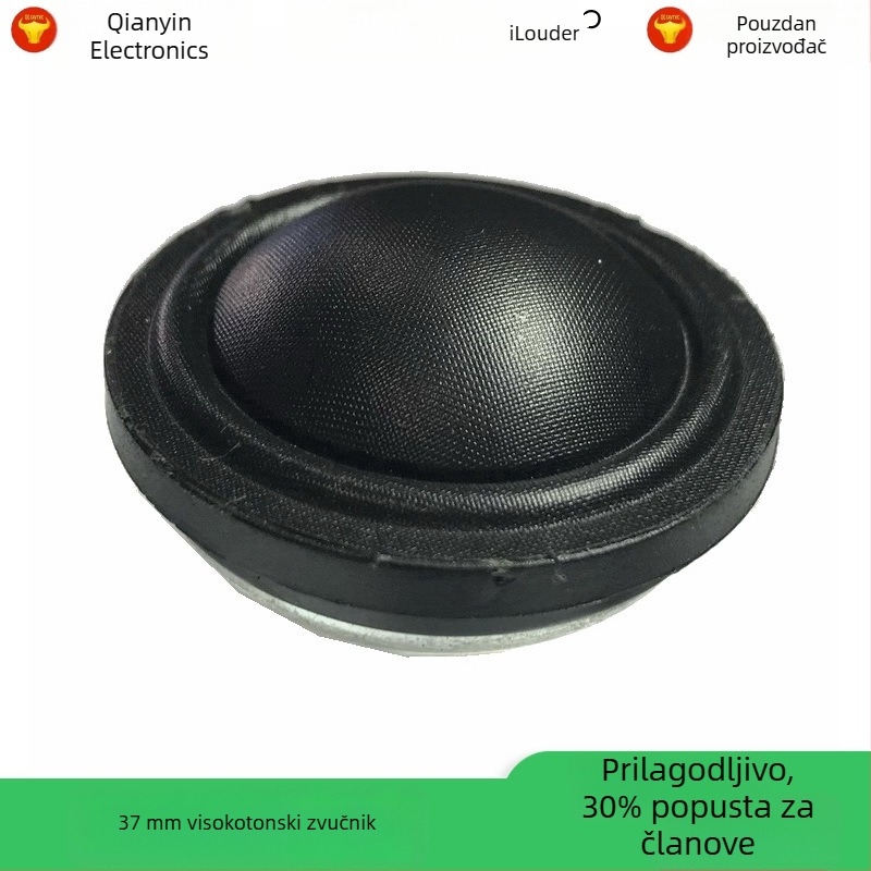 37 mm visokotonac s membranom od svile, 4 Ω, 15 W, neodimijski magnet, ugrađena zvučno-apsorbirajuća pamučna izolacija, 1,5-inčni visokotonac