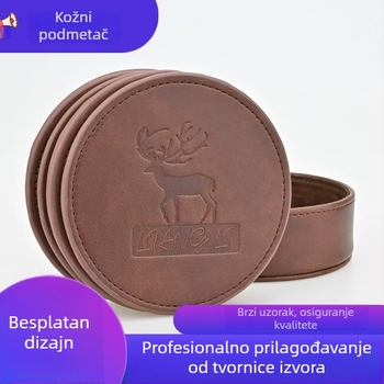 Kožna okrugla velika podloška za lonce, toplinska izolacijska podložnica, podmetač za šalice i zdjele, jednofarbna, za kuhinju i vanjsku upotrebu