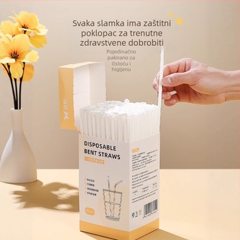 Double Gun jednokratna savitljiva slamčica od PP materijala, pojedinačno pakirana, za bubble tea, za trudnice i djecu