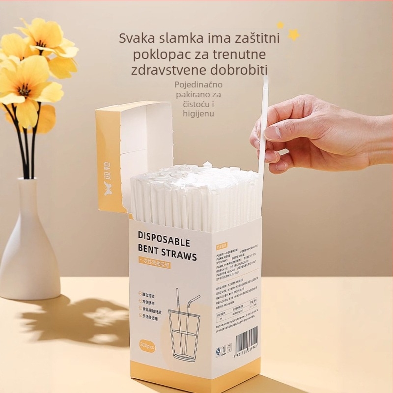 Double Gun jednokratna savitljiva slamčica od PP materijala, pojedinačno pakirana, za bubble tea, za trudnice i djecu