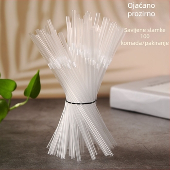 Jednokratna prozirna slamka s zakrivljenim kutom, PP plast, promjer 5 mm, duljina 205 mm, 100 kom