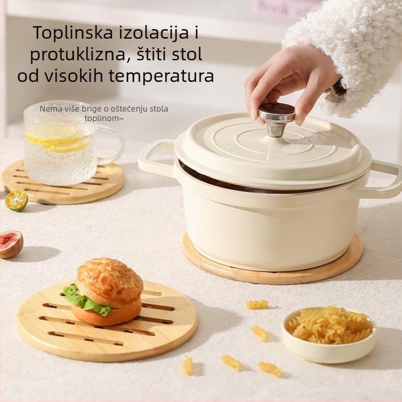 Podmeta od bambusa i drveta za toplinsku izolaciju za stolom za blagovanje, zaštita od opeklina za tanjure i zdjele, otporna na visoke temperature
