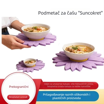 Silikonski podmetač u obliku suncokreta, izoliran podmetač za čaj, protuklizni, jednostavan za čišćenje, otporan na mrlje