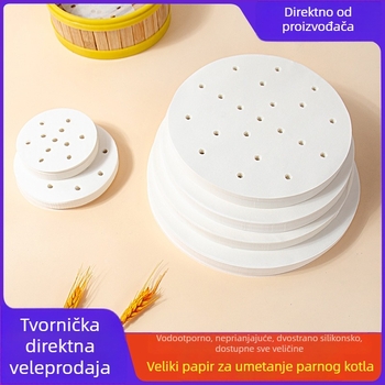 Veliki okrugli papir za parenje sa silikonim premazom, ne lijepi; pogodan za parenje peciva i knedli