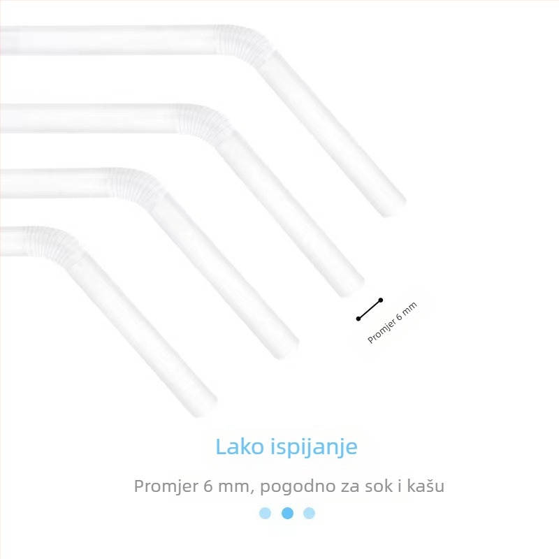 Twin Children PLA biološki razgradiva zakrivljena prozirna slamka za napitke, pojedinačno pakirana
