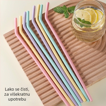Nordijski silikon set savijenih slamki, četiri boje, četiri komada, otporne na visoke temperature, jednostavno za čišćenje, sigurno u perilici posuđa