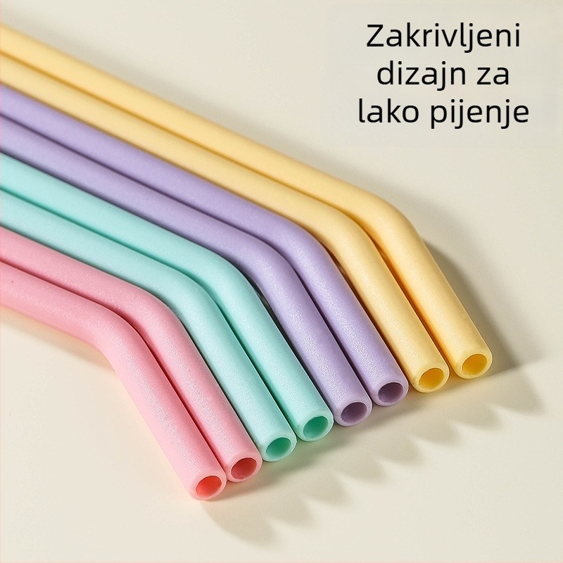 Nordijski silikon set savijenih slamki, četiri boje, četiri komada, otporne na visoke temperature, jednostavno za čišćenje, sigurno u perilici posuđa