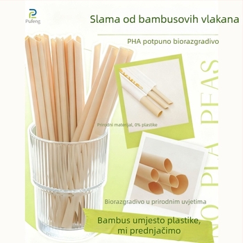 PLA slamke, jednokratne, pojedinačno zapakirane, biološki razgradive, za napitke, sokove i mliječni čaj.