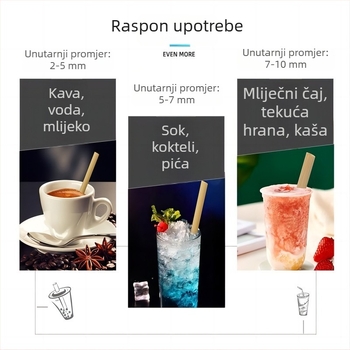 Jednokratna slamka od trstike, otporna na visoke temperature, ekološki prihvatljiva i biološki razgradiva, u individualnom pakiranju, za kavu, čaj i napitke.