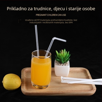 Jednokratne savitljive slamke za djecu, trudnice i postporođajno razdoblje, prozirne plastične slamke, papirno pakiranje, 200 komada