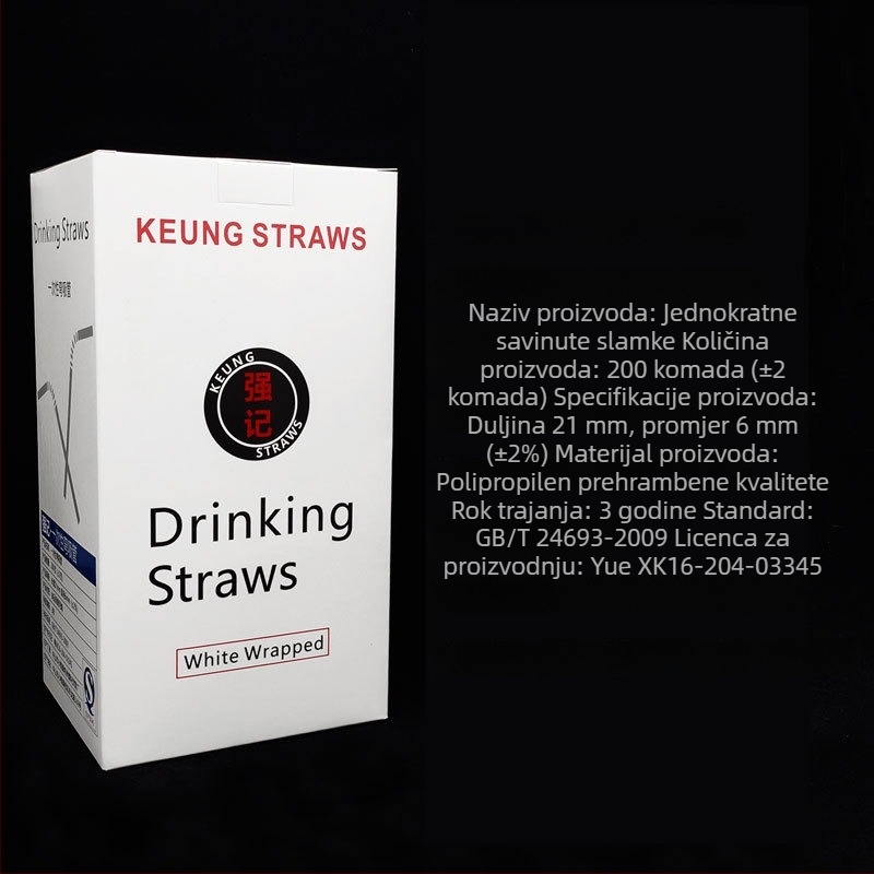 Jednokratne savitljive slamke za djecu, trudnice i postporođajno razdoblje, prozirne plastične slamke, papirno pakiranje, 200 komada