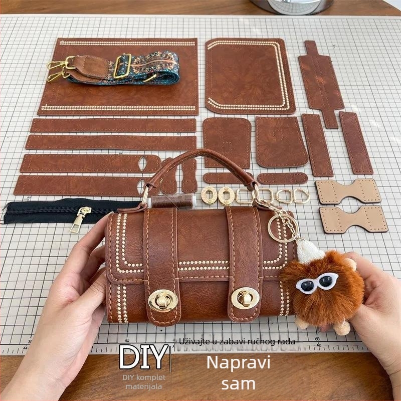 Retro ručno pletena torbica za žene, jesen-zima 2025 trend, torba preko ramena s DIY materijalom