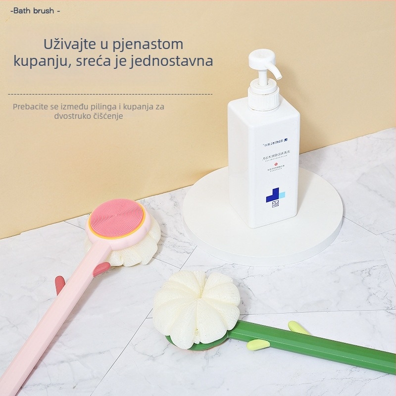 Dvostruka silikonska četka za tuširanje s dugim drškom za trljanje leđa