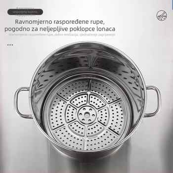 Debeli posuda od nehrđajućeg čelika za kućnu upotrebu — višenamjenska parna mreža, košarica i insert za kuhanje na pari u rižaru