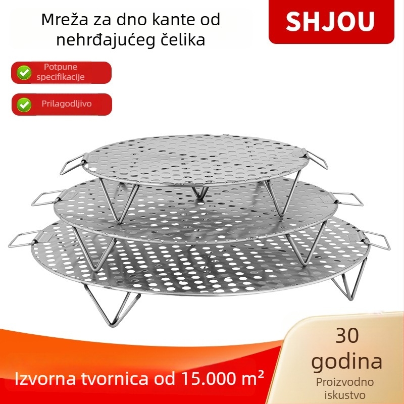 Nehrđajući čelični stalak za parenje s mrežastim dnom za braising, okrugla velika posuda, otporna na lijepljenje