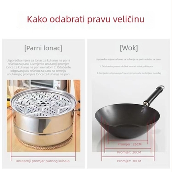 25,5 cm magnetska nehrđajuća čelična daska za paru s košarom za paru, mrežicom, pločom za paru, dijeličem i bazom