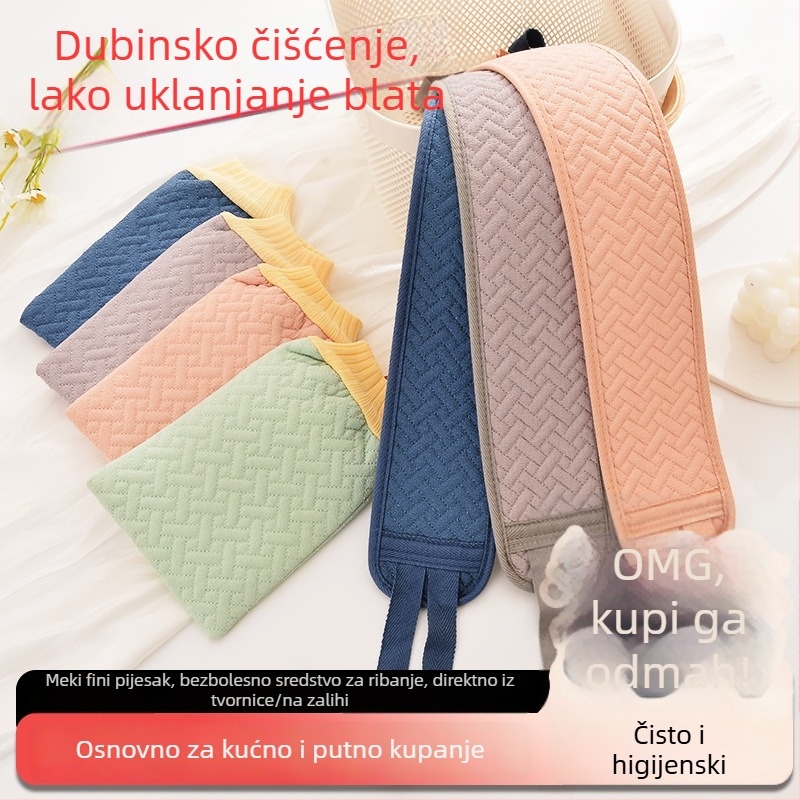 Set za kupanje: dugački ručnik za ribanje leđa i traka za leđa, ne skuplja se, debeli ručnik s grubom teksturom, za kućnu uporabu.