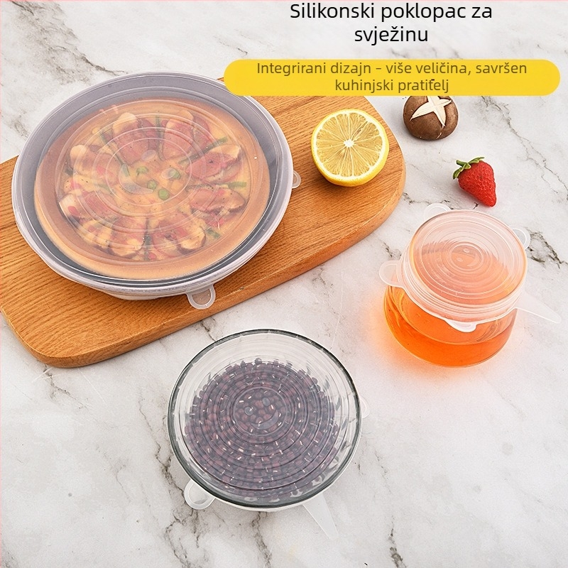 Silikonski poklopci za očuvanje svježine, okrugli i četvrtasti, različitih veličina, za zdjele, boce i posude