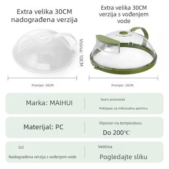 Poklop za mikrovalnu pećnicu za hranu — otporan na masnoću i prskanje, termički otporan, višenamjenski zagrijavajući poklopac, poklopac za očuvanje svježine