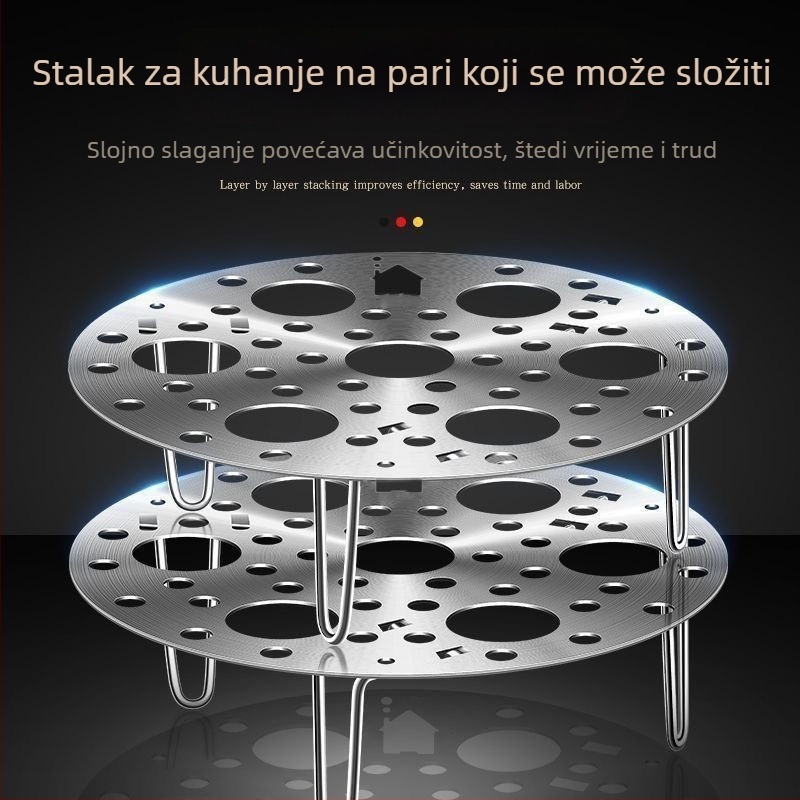 Stalak za parenje jaja od nehrđajućeg čelika, sklopiva posuda za parenje, okrugla mreža za paru, mali košar za paru, kućna upotreba