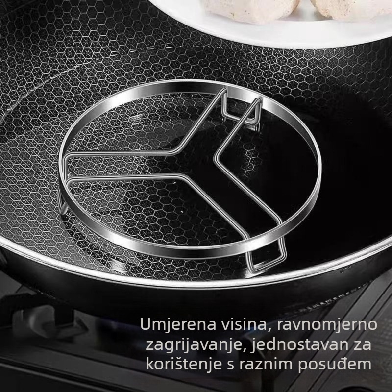 Stalak za parenje od nehrđajućeg čelika za kuhinju, debeli dizajn, toplinski izolirana podloga za lonac, parni koš i polica, vodootporan držač