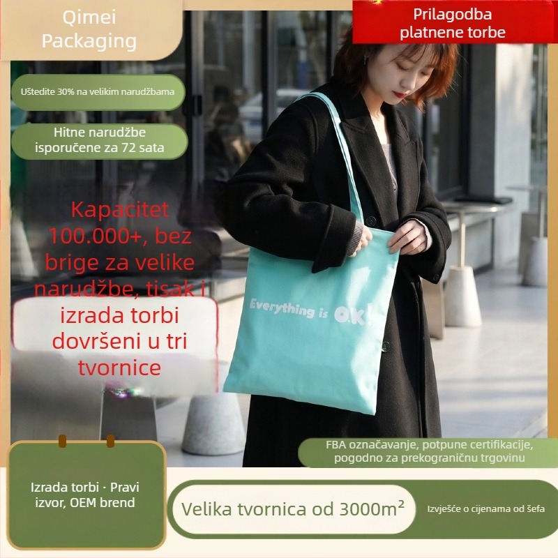 Platnena torba s velikim kapacitetom, prilagođena za oglašavanje i izložbe, ekološka torba s otiskom logotipa