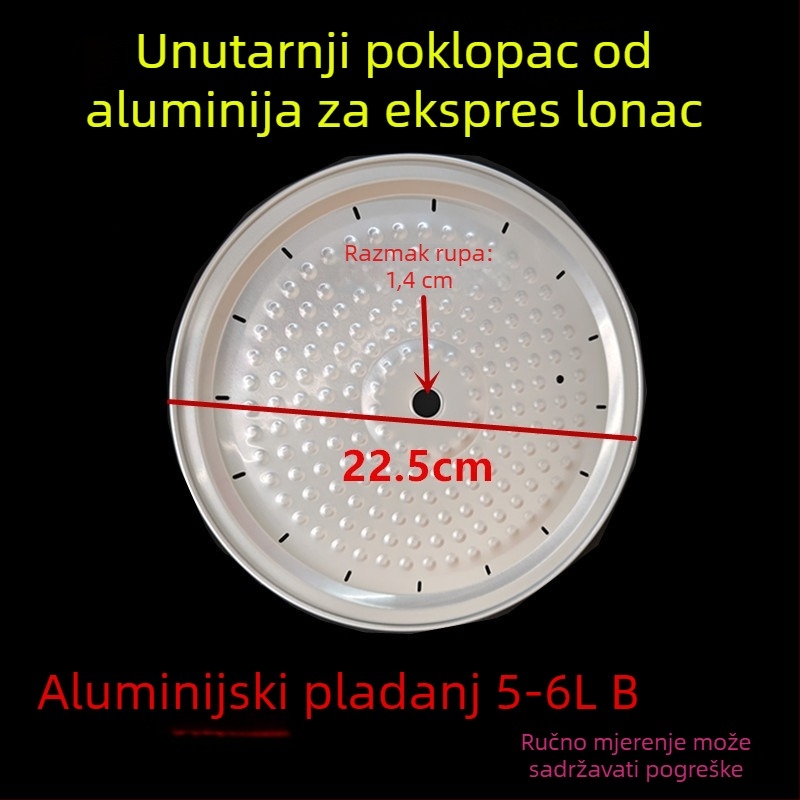 Pribor za električnu posudu za kuhanje pod pritiskom: aluminijski poklopac, brtvilo, unutarnji aluminijski poklopac, aluminijski list, 4L/6L/8L