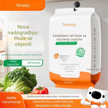 Temij Jednokratne poklopci za prozirnu foliju za hranu, 300 komada, vrećice za čuvanje hrane s preklopnim poklopcem, zaštita od prašine, izvlačno kuhinjsko posuđe