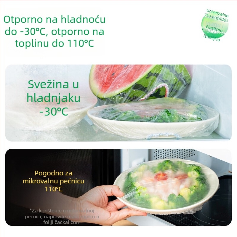 Temij Jednokratne poklopci za prozirnu foliju za hranu, 300 komada, vrećice za čuvanje hrane s preklopnim poklopcem, zaštita od prašine, izvlačno kuhinjsko posuđe