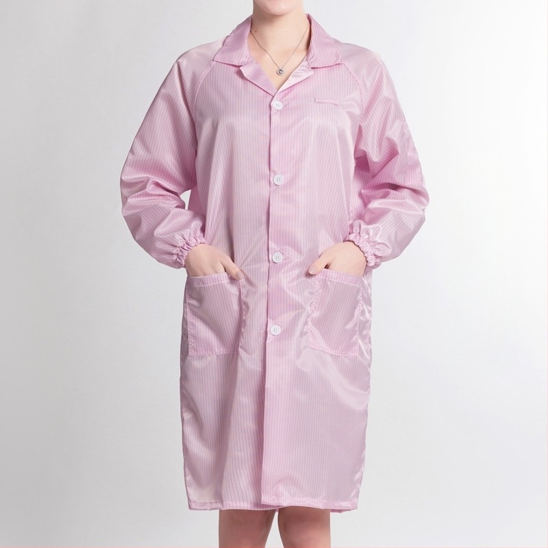 Antistatni dugi radni mantil za čiste prostore, unisex, plavo-bijeli