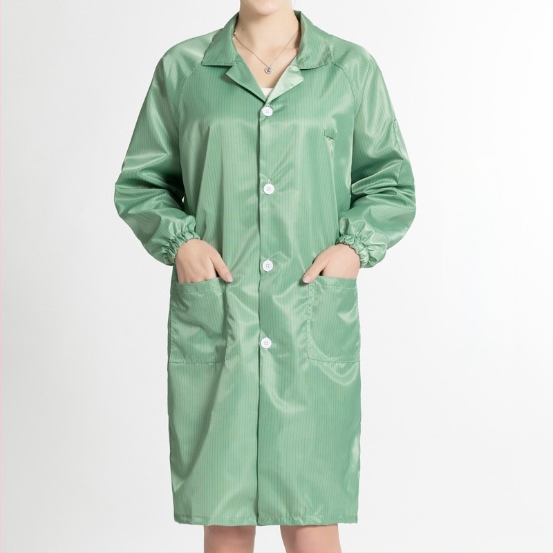 Antistatni dugi radni mantil za čiste prostore, unisex, plavo-bijeli