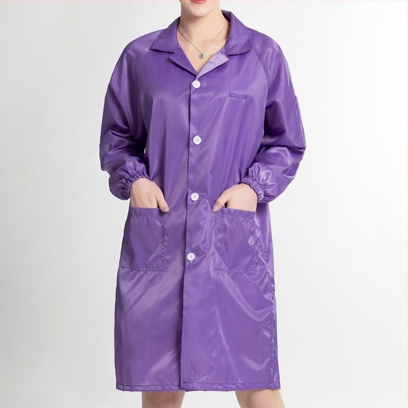 Antistatni dugi radni mantil za čiste prostore, unisex, plavo-bijeli