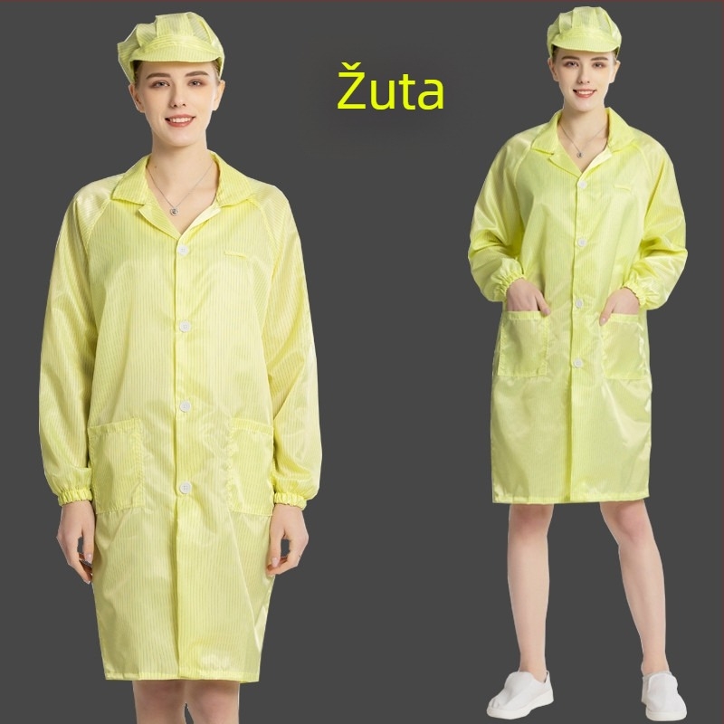 Antistatni dugi radni mantil za čiste prostore, unisex, plavo-bijeli