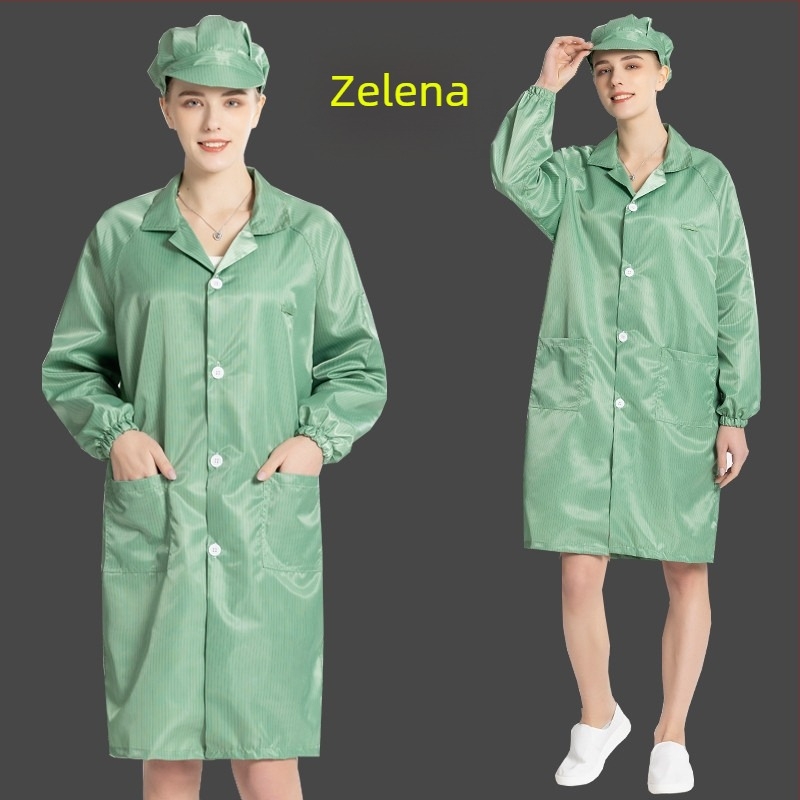 Antistatni dugi radni mantil za čiste prostore, unisex, plavo-bijeli