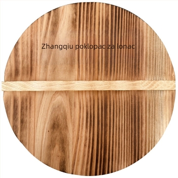 Poklop za željezni lonac od jedlinog drveta, karbonski obrađen, okrugli, izolirani, starinski stil