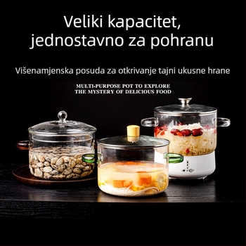 Lonac od borosilikatnog stakla otporan na izravnu vatru, proziran s dvije ručke, 3,1–4 L, za juhe i gulaš, kućna upotreba