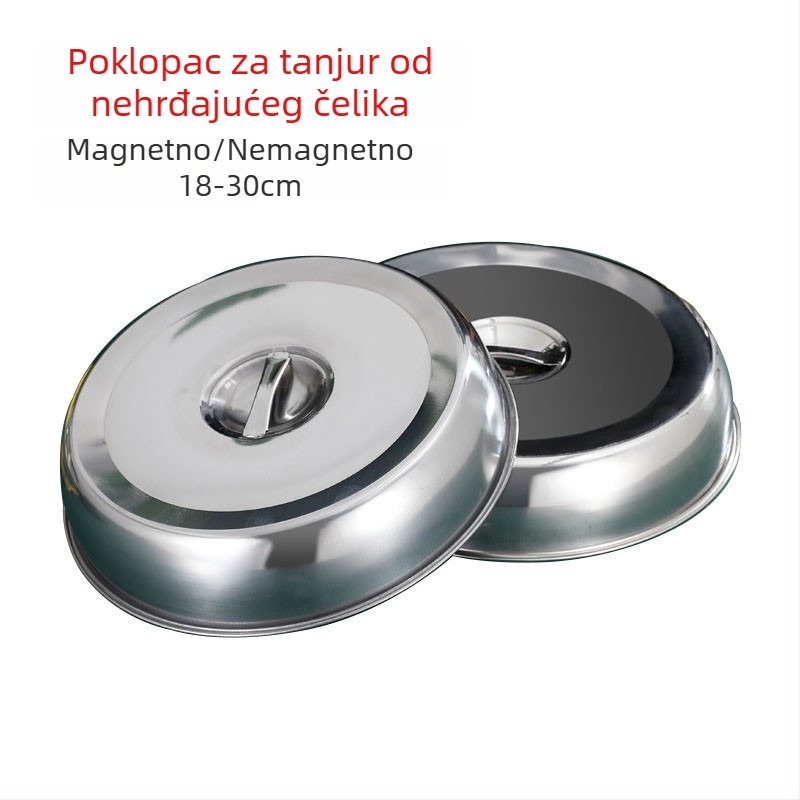 Tanki okrugli poklopac od nehrđajućeg čelika, pogodan za roštilj ploču, steak tavu i posude