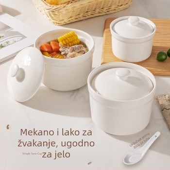 Keramična posuda za bain‑ Marie s poklopcem za pripremu gnijezda od ptica i juhe s kremom od jaja, posuda za parenje, veličine male/srednje/velike