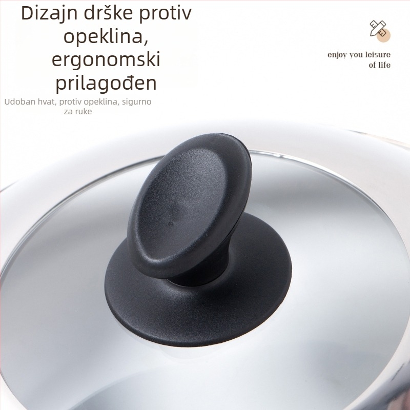 Poklopac za lonac od nehrđajućeg čelika s kaljenim staklom, proziran, univerzalne veličine 30–40 cm