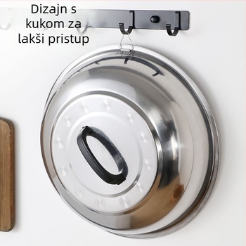 Debeli poklop od nehrđajućeg čelika za wok, tradicionalni okrugli dizajn, veliki uzdignuti poklop za željezne posude
