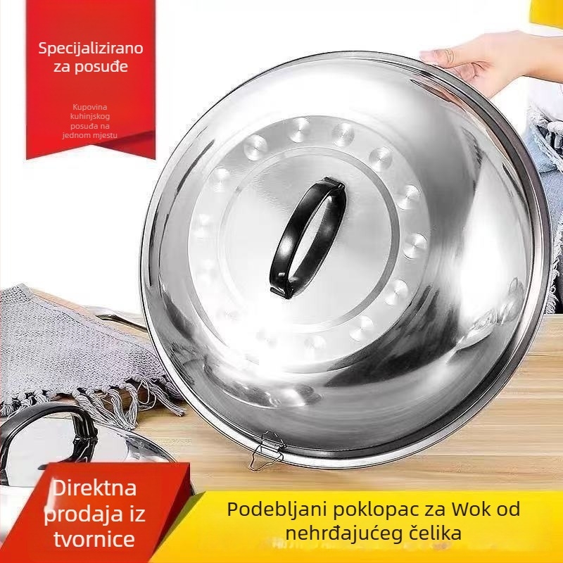 Poklop od nehrđajućeg čelika, prehrambene kvalitete, visok zakrivljeni dizajn za veliki željezni lonac, kućna upotreba