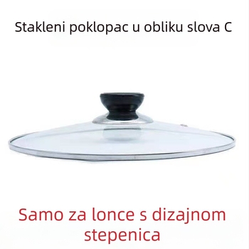 Poklop za lonac s C-oblikom od kaljenog stakla, proziran i debeli, za kućnu upotrebu, pogodna za pareni lonac, lonac za juhu, električni lonac, univerzalni