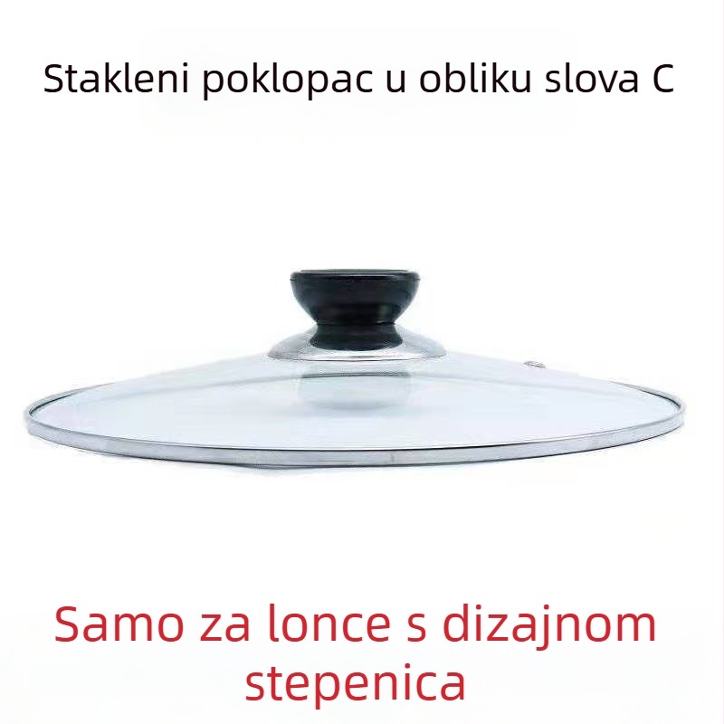 Poklop za lonac s C-oblikom od kaljenog stakla, proziran i debeli, za kućnu upotrebu, pogodna za pareni lonac, lonac za juhu, električni lonac, univerzalni